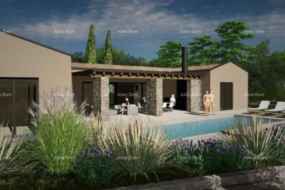 Verkauf - Baugrundstück mit Projekt für den Bau einer einstöckigen Villa, Žminj V1