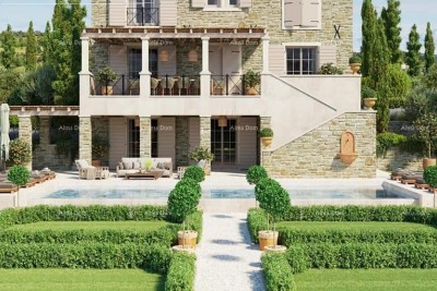Motovun – Građevinsko zemljište 1.965 m² s projektom vile i pogledom na prirodu