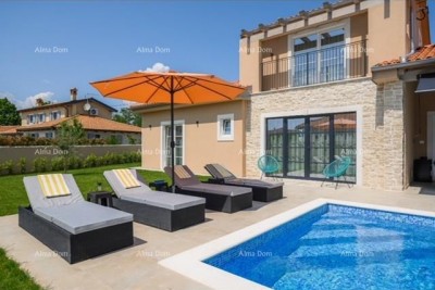 Luksuzna, potpuno namještena istarska vila s studio apartmanom, bazenom i pogledom na more, Kanfanar!