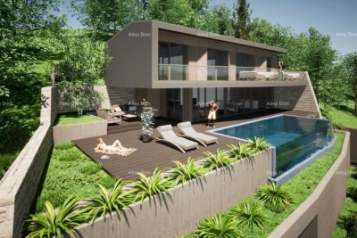 Zum Verkauf steht ein neu gebautes modernes Einfamilienhaus mit Swimmingpool in der Nähe von Buje