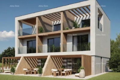 Medulin, Moderni troetažni apartman s pogledom na more, tri zasebna apartmana.A2